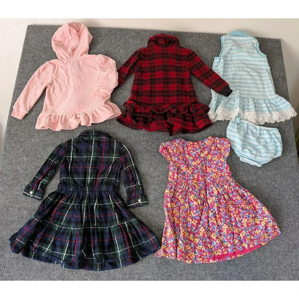 Ralph Lauren Baby Girl Dresses Button Up Various & Jacket Sz 18 Months Lot of 5